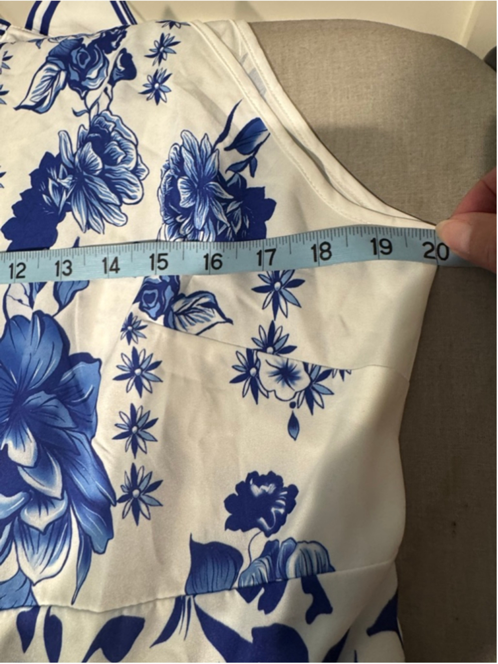 Women's Unbranded White & Blue Floral Halter Maxi Dress L - Picture 7 of 10